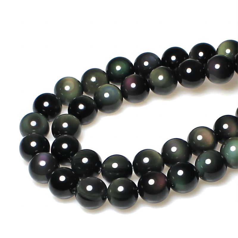 MJDCB Rare Collection Natural Stone Beads Rainbow Obsidian Round Loose Beads for Jewelry Making DIY Bracelet Necklace (8mm) - Image 3